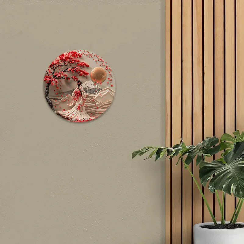 Japanese Geisha & Cherry Blossom Wall Sticker